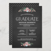 Floral doux | Invitation à l'obtention du diplôme (Devant / Derrière)