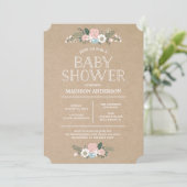 Floral doux | Invitation Baby shower (Debout devant)