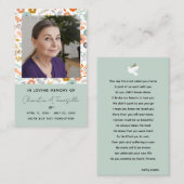 Floral Dove funéraire Carte photo de prière (Devant / Derrière)