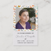 Floral Dove funéraire Carte photo de prière (Devant)