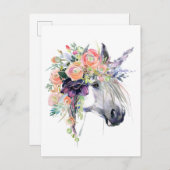 Floral Dprimed Unicorn Briefkaart (Voorkant / Achterkant)