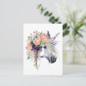 Floral Dprimed Unicorn Briefkaart (Staand voorkant)