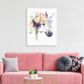 Floral Dprimed Unicorn Canvas Afdruk (Insitu (Woonkamer))