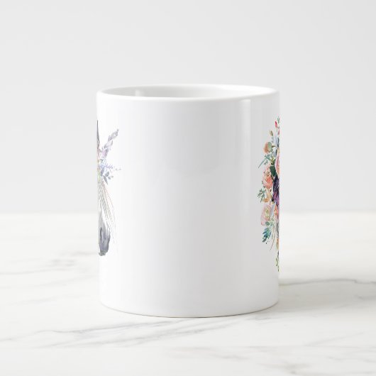 Floral Dprimed Unicorn Extra Grote Beker (Voorkant)