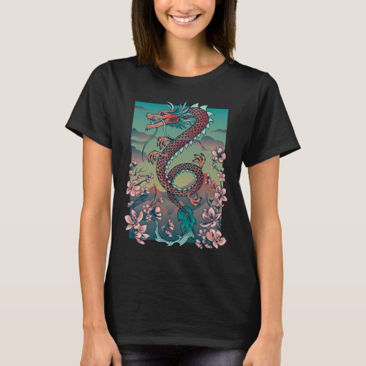 Floral Dragon Graphic T-shirt (Voorkant)