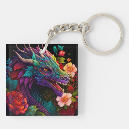 Floral Dragon Sleutelhanger (Achterkant)