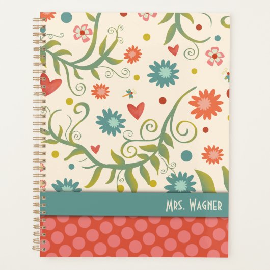 Floral Dragonfly gepersonaliseerde docent Planner (Voorkant)
