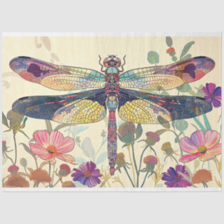 Floral Dragonfly Glas in lood Warm Whimsy Kleuren Tissuepapier