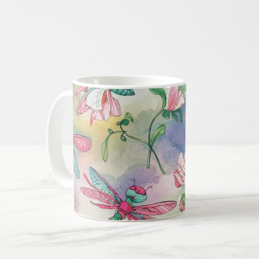 Floral Dragonfly Koffiemok (Voorkant links)