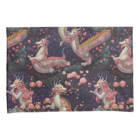 Floral Dragons Kussensloop (Voorkant-Rechts)