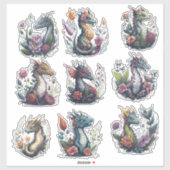 Floral Dragons op maat gesneden vinyl Sticker (Vel)