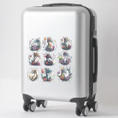 Floral Dragons op maat gesneden vinyl Sticker (Koffer)