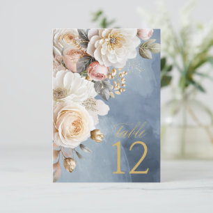 Floral Drama Mariage Numéro de table Blue ID1022