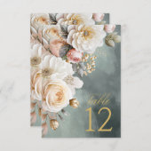 Floral Drama Mariage Numéro de table Green ID1022 (Devant / Derrière)