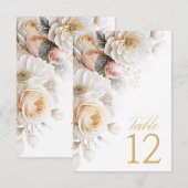 Floral Drama Mariage Numéro de table White ID1022 (Devant / Derrière)