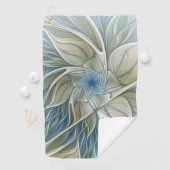 Floral Dream Abstract Blue Khaki Fractal Art Golfhanddoek (Insitu)