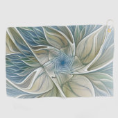 Floral Dream Abstract Blue Khaki Fractal Art Golfhanddoek (Horizontaal)