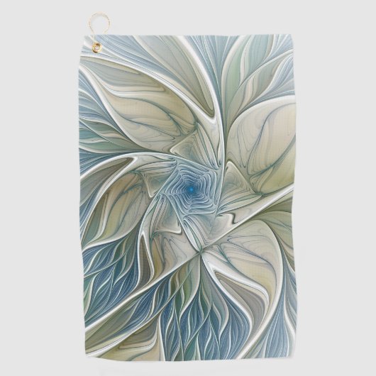 Floral Dream Abstract Blue Khaki Fractal Art Golfhanddoek (Voorkant)