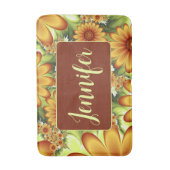 Floral Dream, Modern Abstracte Bloem Fractal Name Badmat (Voorkant Verticaal)