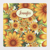 Floral Dream, Modern Abstracte Bloem Fractal Name Labels (Design 2)