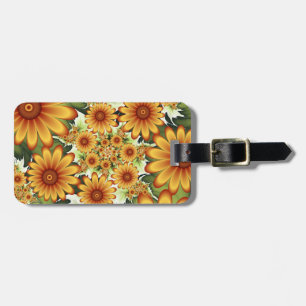 Floral Dream, Moderne Abstracte bloem Fractal Art Bagagelabel