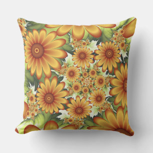 Floral Dream, Moderne Abstracte bloem Fractal Art Buitenkussen