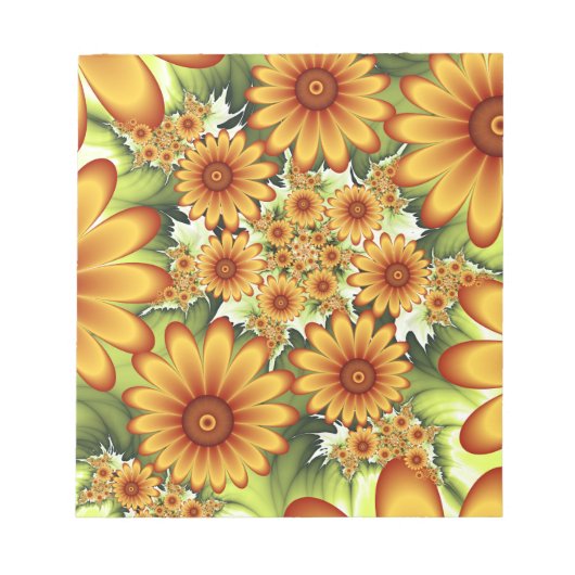 Floral Dream, Moderne Abstracte bloem Fractal Art Notitieblok (Voorkant)