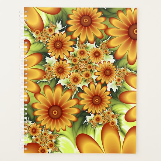 Floral Dream, Moderne Abstracte bloem Fractal Art Planner (Voorkant)