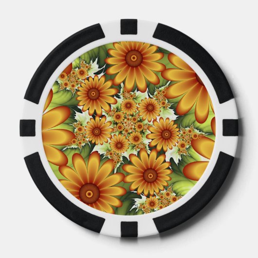 Floral Dream, Moderne Abstracte bloem Fractal Art Poker Chips (Voorkant)