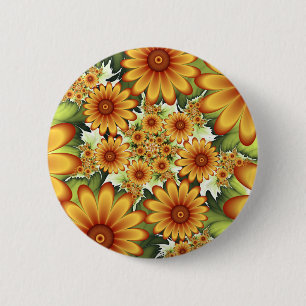Floral Dream, Moderne Abstracte bloem Fractal Art Ronde Button 5,7 Cm