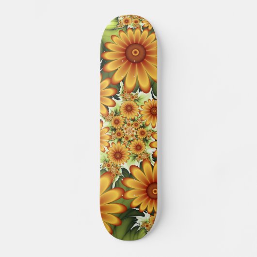 Floral Dream, Moderne Abstracte bloem Fractal Art Skateboard (Voorkant)