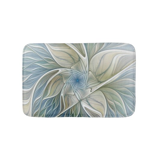 Floral Dream Pattern Abstract Blue Khaki Fractal Badmat (Voorkant)