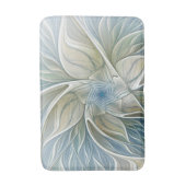 Floral Dream Pattern Abstract Blue Khaki Fractal Badmat (Voorkant Verticaal)