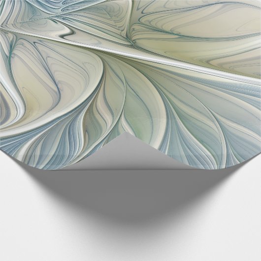 Floral Dream Pattern Abstract Blue Khaki Fractal Cadeaupapier (Hoek)