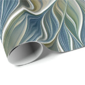 Floral Dream Pattern Abstract Blue Khaki Fractal Cadeaupapier (Rol Hoek)