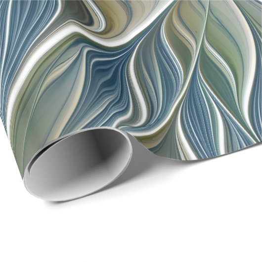 Floral Dream Pattern Abstract Blue Khaki Fractal Cadeaupapier (Rol Hoek)