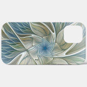 Floral Dream Pattern Abstract Blue Khaki Fractal Case-Mate iPhone Case (Achterkant (horizontaal))
