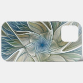 Floral Dream Pattern Abstract Blue Khaki Fractal Case-Mate iPhone Case (Achterkant (horizontaal))