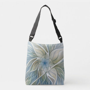 Floral Dream Pattern Abstract Blue Khaki Fractal Crossbody Tas