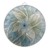 Floral Dream Pattern Abstract Blue Khaki Fractal Dartbord (Voorkant)