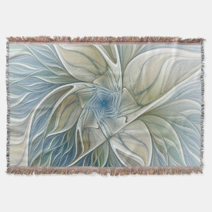 Floral Dream Pattern Abstract Blue Khaki Fractal Deken