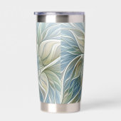Floral Dream Pattern Abstract Blue Khaki Fractal Geïsoleerde Drinkbeker (Rechts)