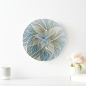 Floral Dream Pattern Abstract Blue Khaki Fractal Grote Klok (Huis)