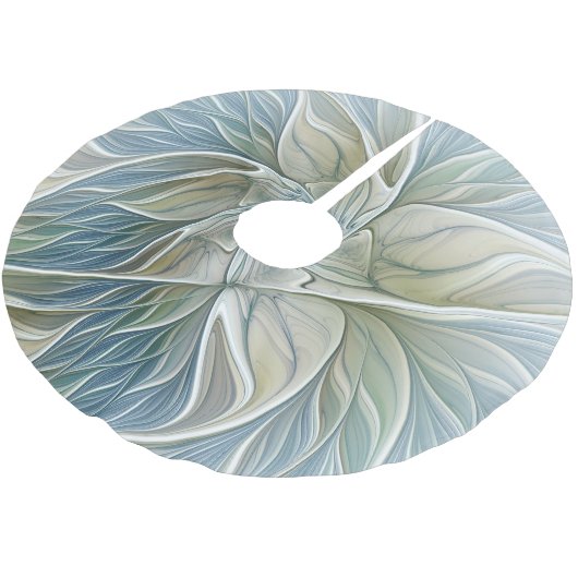 Floral Dream Pattern Abstract Blue Khaki Fractal Kerstboom Rok (Gekanteld)