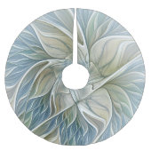 Floral Dream Pattern Abstract Blue Khaki Fractal Kerstboom Rok (Voorkant)