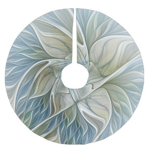 Floral Dream Pattern Abstract Blue Khaki Fractal Kerstboom Rok