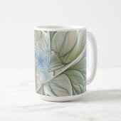 Floral Dream Pattern Abstract Blue Khaki Fractal Koffiemok (Voorkant rechts)