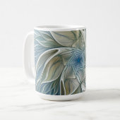 Floral Dream Pattern Abstract Blue Khaki Fractal Koffiemok (Voorkant links)