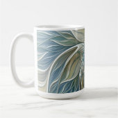 Floral Dream Pattern Abstract Blue Khaki Fractal Koffiemok (Links)