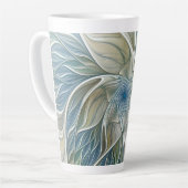 Floral Dream Pattern Abstract Blue Khaki Fractal Latte Mok (Linkerhoek)
